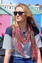 Load image into Gallery viewer, Jomda Handloomed Net Scarf – Ethically Made, Bursting with Colour - Cornflower Blue