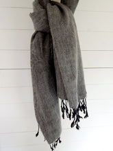 Load image into Gallery viewer, Grey Oversized Blanket Herringbone Weave Scarf