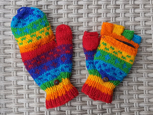 Rainbow Foldover Mittens / Gloves