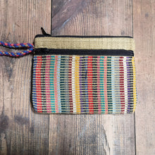 Load image into Gallery viewer, Khaki Purse, suitable for cards and cash, 3 pockets, two with zips.  Handmade in Nepal.