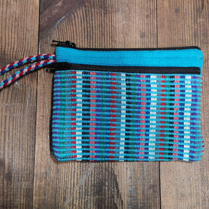 Turquoise Purse, suitable for cards and cash, 3 pockets, two with zips.  Handmade in Nepal.