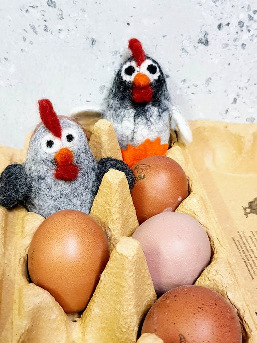 Handmade Felt Chickens – Cheeky Wool Chicken Decorations – Biodegradable – Ethically Made in Nepal