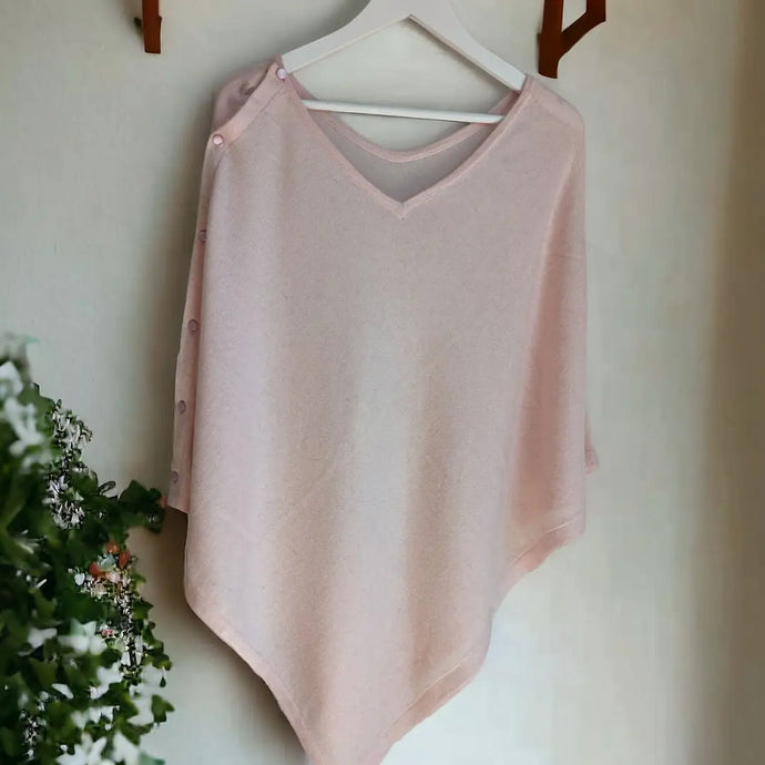 Versatile Cashmere Blend Poncho with Side Buttons | Wear as Poncho, Shawl or Scarf | Ethically Made in Nepal