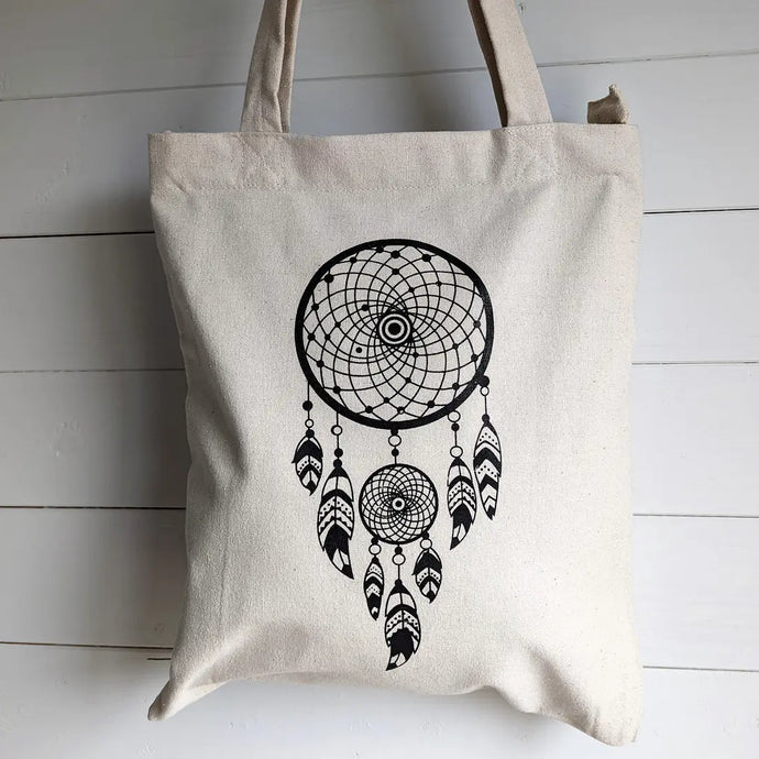 Dream Catcher Cotton Canvas Screen Printed Tote Bag