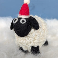 Load image into Gallery viewer, Felted Wool Christmas Sheep with Santa Hat | Handmade &amp; Eco-Friendly Décor