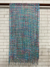 Load image into Gallery viewer, Jomda Handloomed Net Scarf – Ethically Made, Bursting with Colour - Nordic Sky
