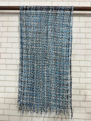 Jomda Handloomed Net Scarf – Ethically Made, Bursting with Colour - Denim