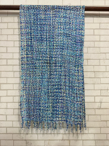 Jomda Handloomed Net Scarf – Ethically Made, Bursting with Colour - Cornflower Blue