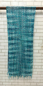 Jomda Handloomed Net Scarf – Ethically Made, Bursting with Colour - Azure