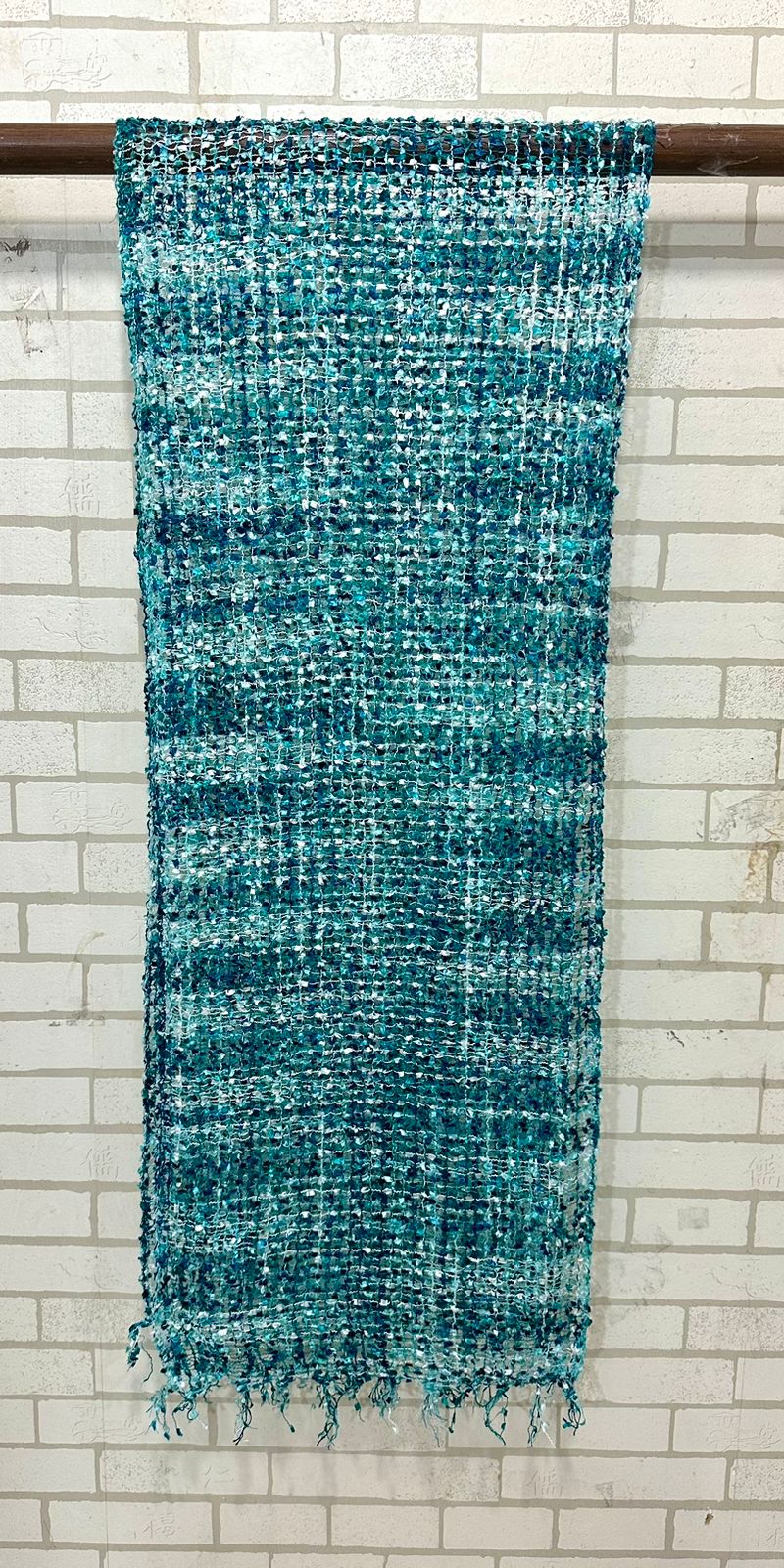 Jomda Handloomed Net Scarf – Ethically Made, Bursting with Colour - Azure
