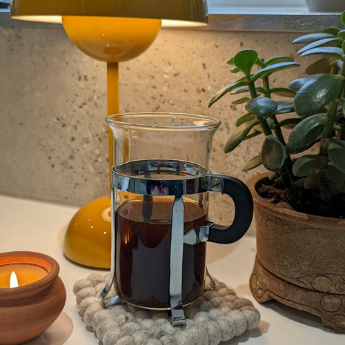 Fun Felt Ball Square Coasters (Small) - Natural
