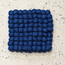 Load image into Gallery viewer, Fun Felt Ball Square Coasters (Small) - Petrol Blue