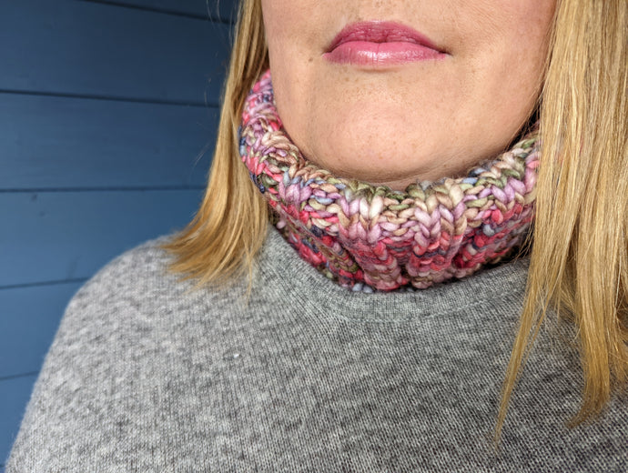Chunky Tweed Neckwarmer - Snood Scarf - Marshmellow Pink