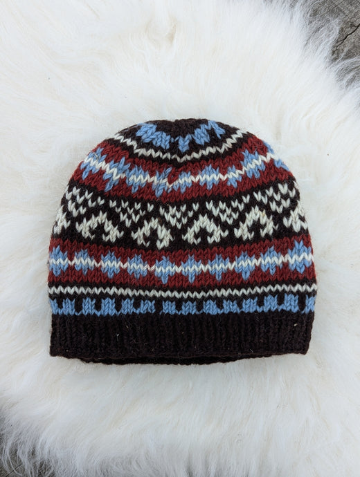 Fair Isle Handknitted Wool Beanie | Fleece Lined | Handmade in Nepal