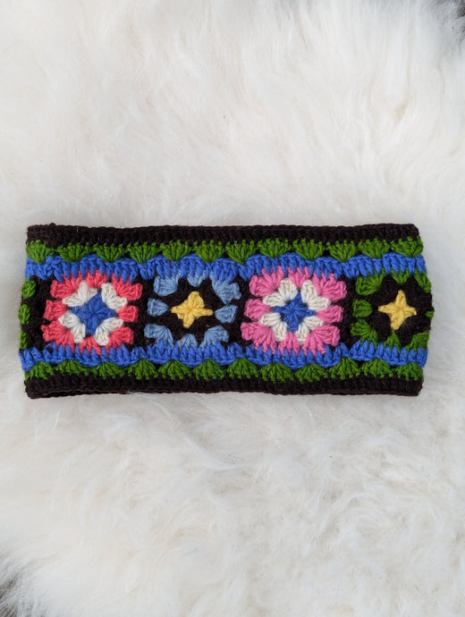 Vintage Boho Wool Headband | Fleece-Lined | Ethically Handmade in Nepal | Chocolate