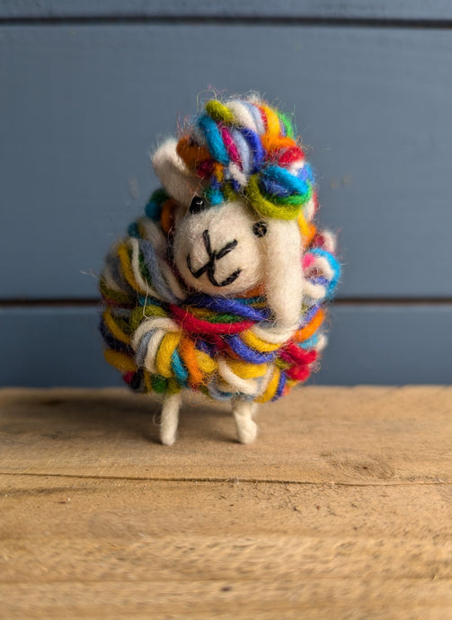 Mini Felted Rainbow Long-Haired Sheep