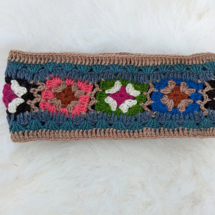 Taupe Vintage Boho Wool Headband | Fleece-Lined | Ethically Handmade in Nepal