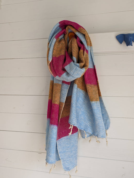 Striped Yak Shawl | Honey Blush