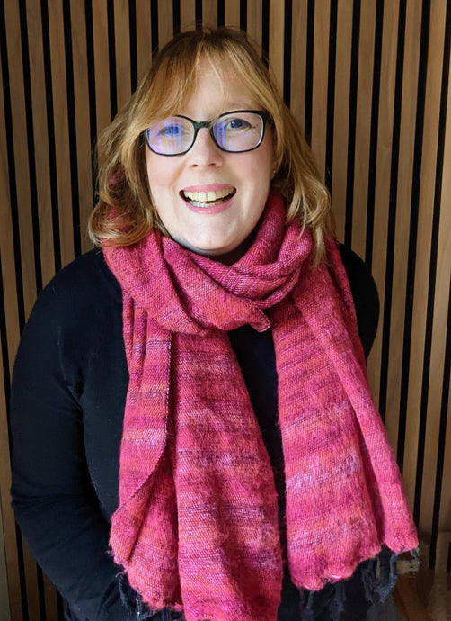 Striped Yak Shawl | Pink and Orange