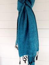 Load image into Gallery viewer, Turquoise Oversized Blanket Herringbone Weave Scarf