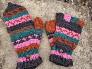 Autumn Foldover Mittens / Gloves