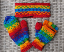 Load image into Gallery viewer, Rainbow Foldover Mittens / Gloves