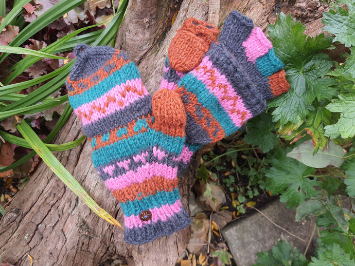 Autumn Foldover Mittens / Gloves
