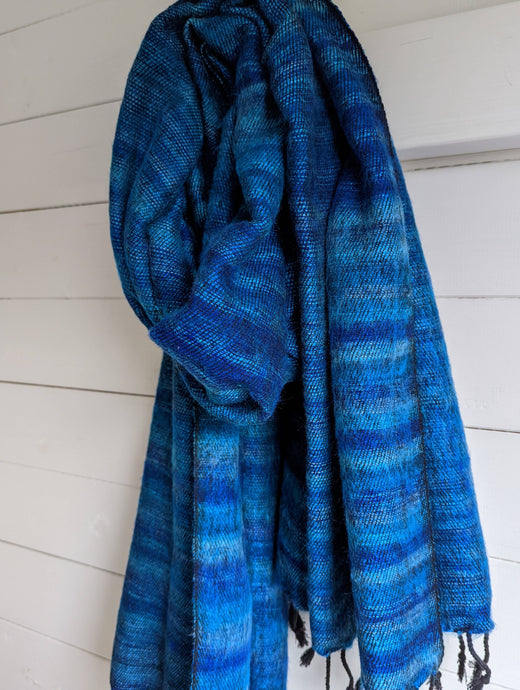 Ombre Striped Yak Shawl | Turquoise