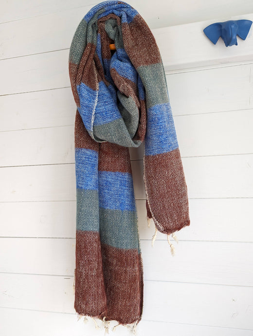 Striped Yak Shawl | Blueberry