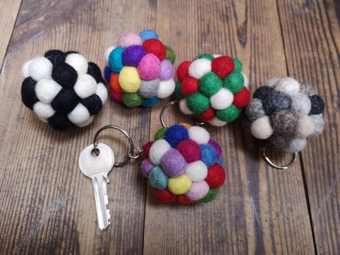 Handmade Felt PomPom Keyrings | Colourful & Ethically Crafted in Nepal