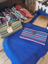 Load image into Gallery viewer, Cool Trade Winds - Cotton Bag For Life.  Rolls up into a pocket to keep it neat and tidy.  When in use the pocket can be used to hold a shopping list, keys or purse.  Handmade in Nepal by a fair trade cooperative.