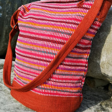 Laden Sie das Bild in den Galerie-Viewer, Red Cotton Boho Bag Hand-woven in Nepal by a fair trade cooperative.  Matching Purse is available would make a lovely gift for someone special.