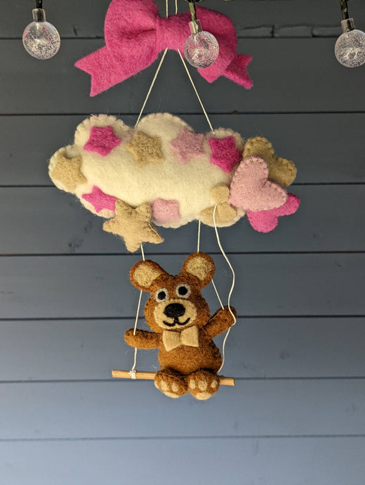 Floating Teddy Felt Nursery Mobile