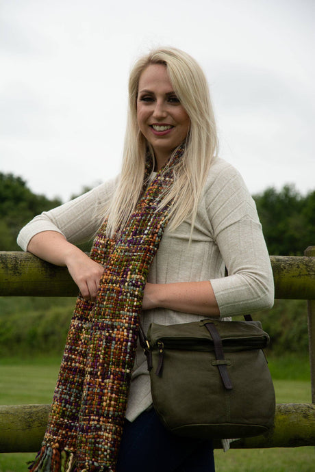 Chunky Tweed Scarf Winter - Ginger Plum