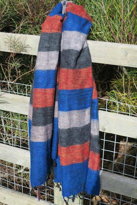 Striped Yak Shawl | Peacock