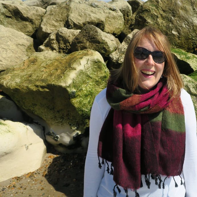 Striped Yak Shawl | Winterberry