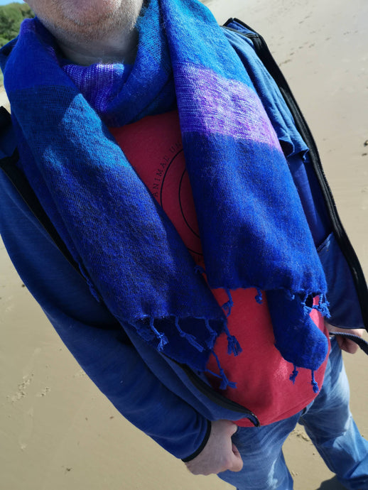 Striped Yak Shawl | Capri Blue