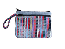 Load image into Gallery viewer, Grey cotton Purse, suitable for cards and cash, 3 pockets, two with zips.  Handmade in Nepal.